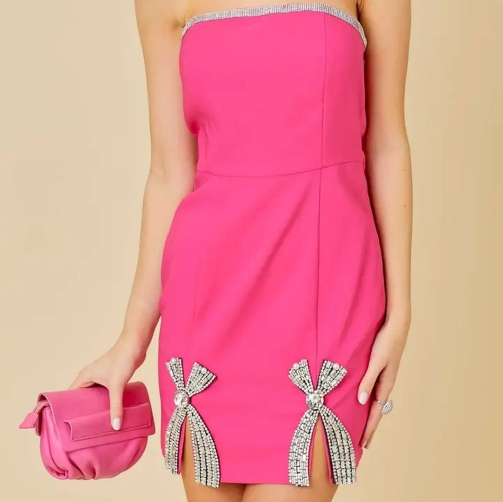 Pink Bow Rhinestone Drees - Picture 3 of 3